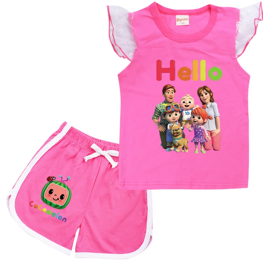 Kids Cocomelon Print Clothes Suit Toddler Girls Casual Clothing Sets Children Girl Flying Sleeves Tshirts+shorts 2pcs Set 2-16Y
Kids Cocomelon Print Clothes Suit Toddler Girls Casual Clothing Sets Children Girl Flying Sleeves Tshirts+shorts 2pcs Set 2-16Y