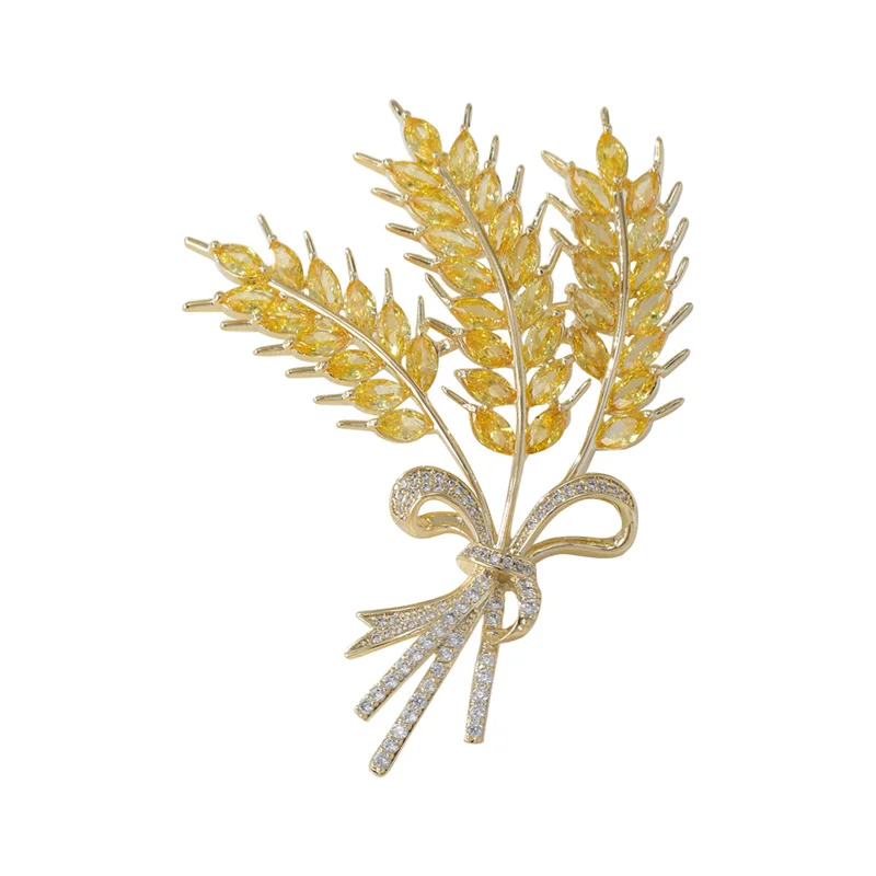 Autumn and winter crystal wheat ear brooch high-end temperament big selling anti-failure silk scarf buckle waist pin | Украшения и