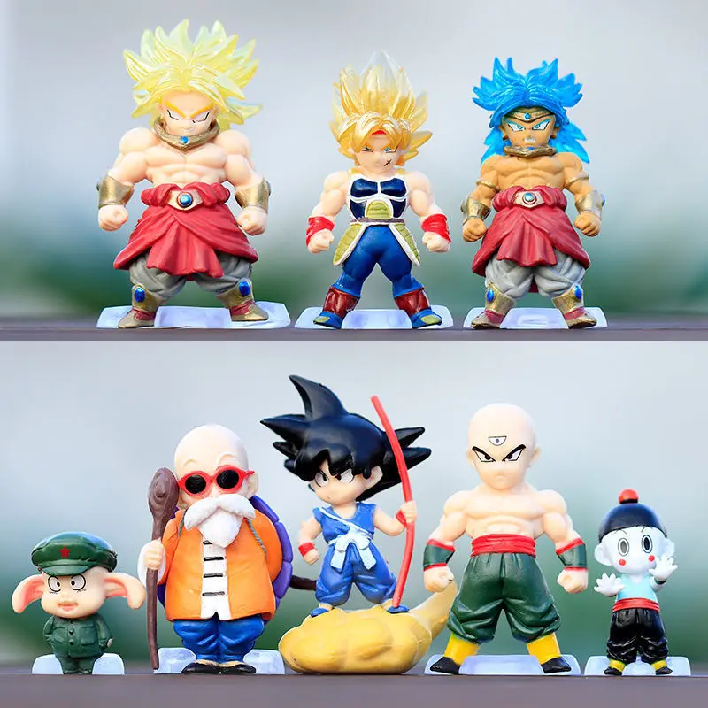 

8PCS Anime Dragon Ball Figure Goku Model Broly Decoration Turtle Fairy Oolong Tianjin Rice Dumpling Doll Toy Holiday Gift