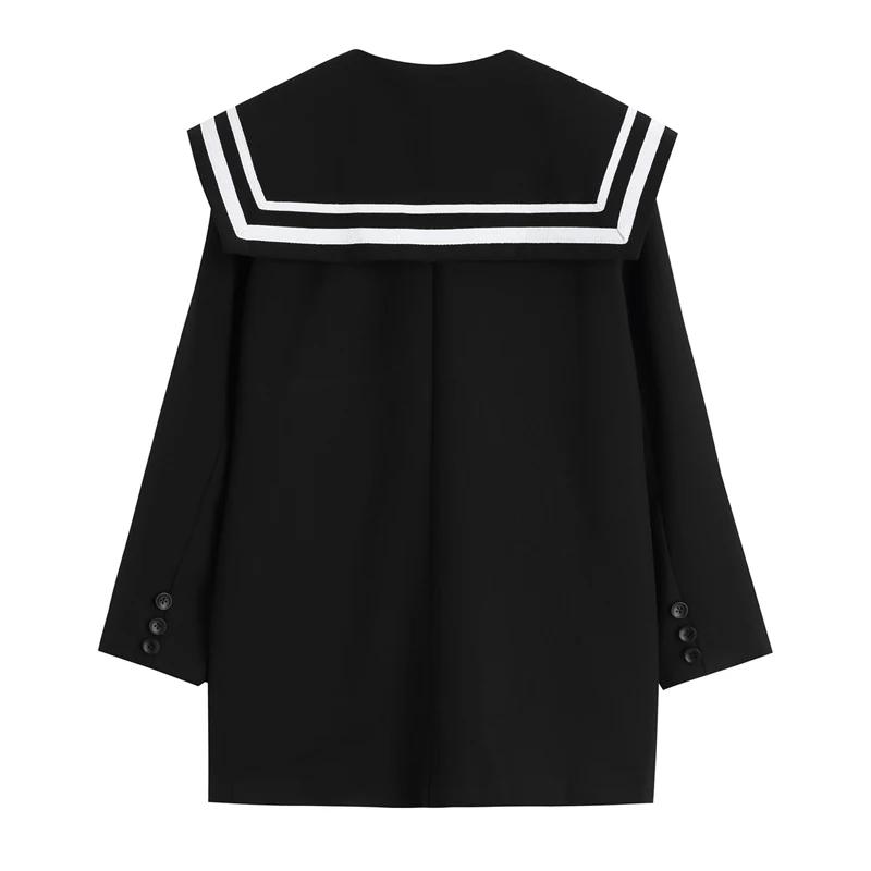 Sailor collar Women's Blazers Black 2020 Autumn Designer Vintage Loose Long Sleeve Japanese Tops Outerwear Female Jacket
Sailor collar Women's Blazers Black 2020 Autumn Designer Vintage Loose Long Sleeve Japanese Tops Outerwear Female Jacket