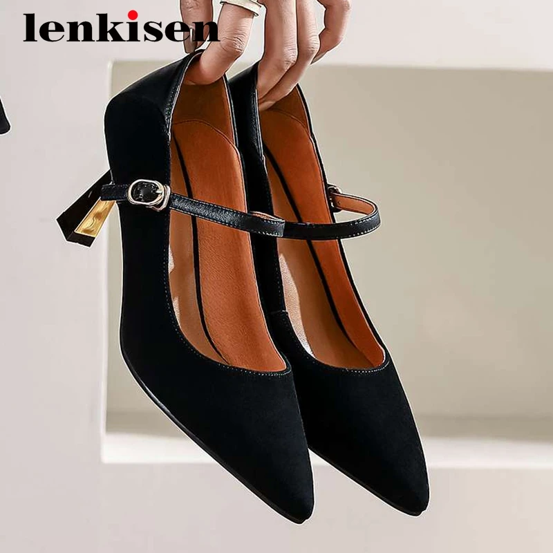 Lenkisen nightclub fashion sheep suede handmade gorgeous pointed toe high heel buckle straps beauty girls mature women pumps L00
Lenkisen nightclub fashion sheep suede handmade gorgeous pointed toe high heel buckle straps beauty girls mature women pumps L00