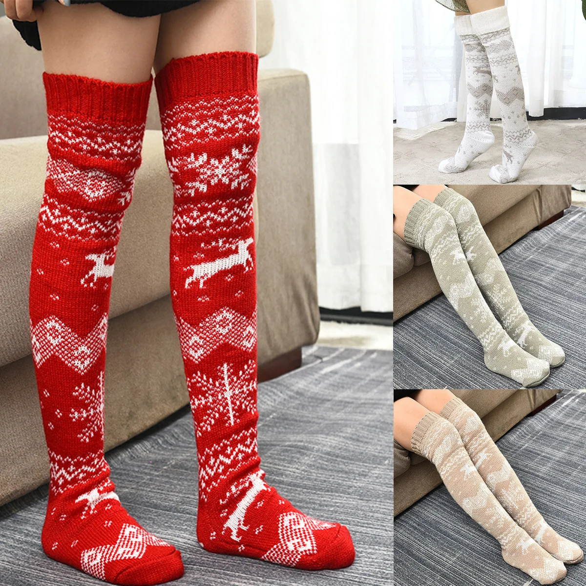 Xmas Women's Stockings Knitted Tights Famale Overknee Socks Compression Stockings Ladies High Socks kawaii Boots Stockings New
Xmas Women's Stockings Knitted Tights Famale Overknee Socks Compression Stockings Ladies High Socks kawaii Boots Stockings New