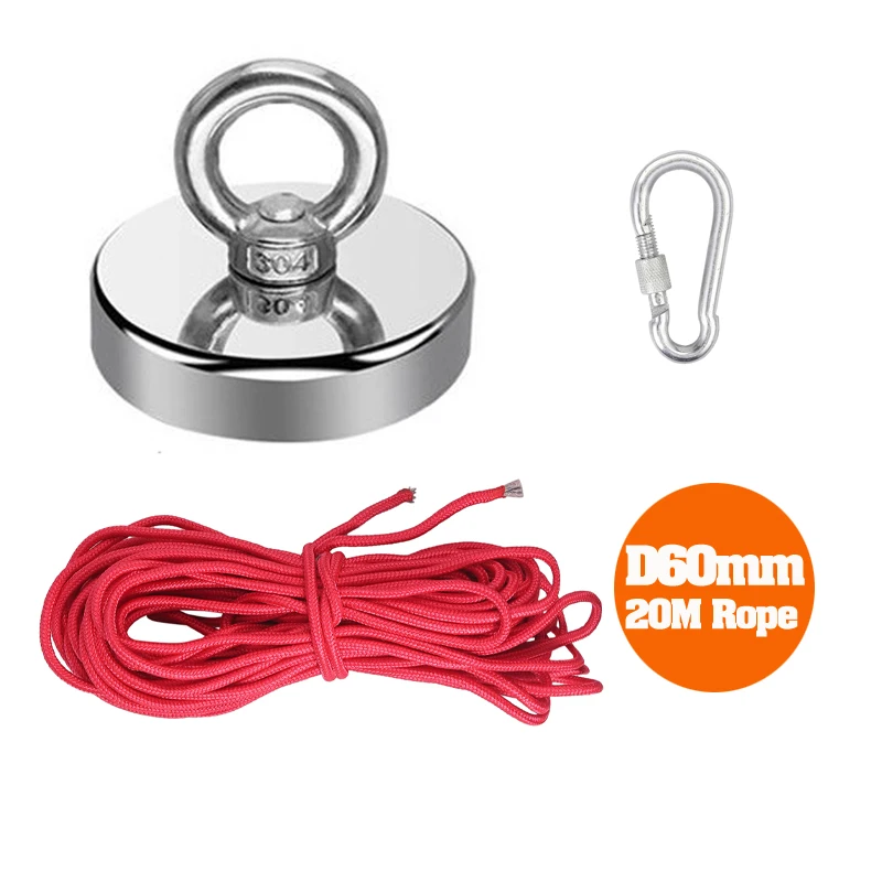 Neodymium Strong Recovery Magnet Fishing Treasure Metal Detector 60mm with 20m Rope Salvage Lifting Metal Detector Fishing 115kg
Neodymium Strong Recovery Magnet Fishing Treasure Metal Detector 60mm with 20m Rope Salvage Lifting Metal Detector Fishing 115kg