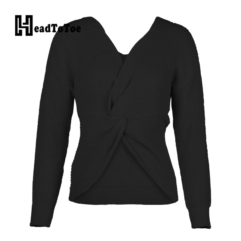 Solid Twist Front Casual Sweater Tops Women Autumn Full Sleeve V Neck Brief Loose Sweaters Women
Solid Twist Front Casual Sweater Tops Women Autumn Full Sleeve V Neck Brief Loose Sweaters Women