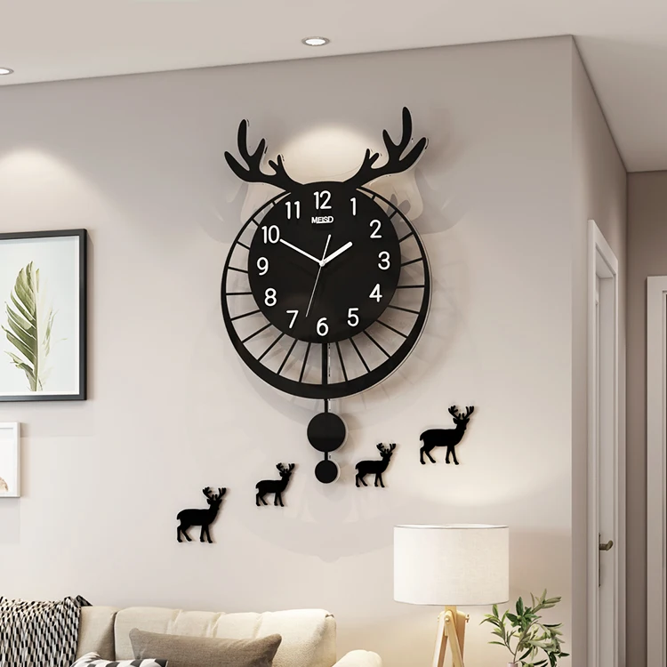 Simple Nordic Wall Clock Large Deer Modern Pendulum Creative Silent Wall Clock Living Room Reloj De Pared Home Decoration DA60WC
Simple Nordic Wall Clock Large Deer Modern Pendulum Creative Silent Wall Clock Living Room Reloj De Pared Home Decoration DA60WC
