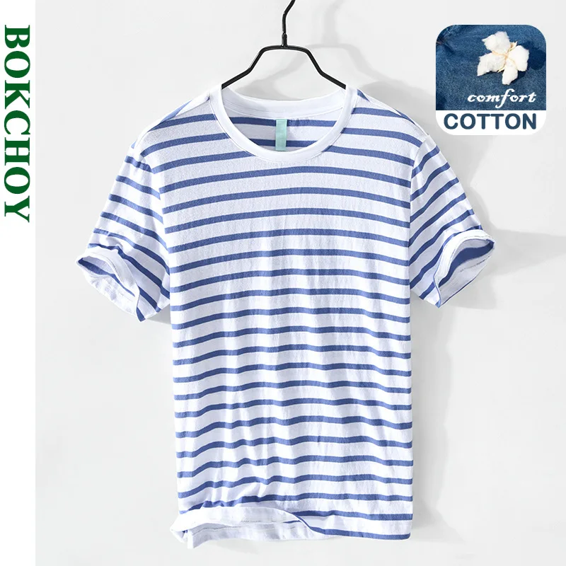 2021 Spring and Summer New Men Cotton Casual Striped Round Neck Short Sleeve T-Shirt Workwear Blue Yellow Top GA-Z556
2021 Spring and Summer New Men Cotton Casual Striped Round Neck Short Sleeve T-Shirt Workwear Blue Yellow Top GA-Z556