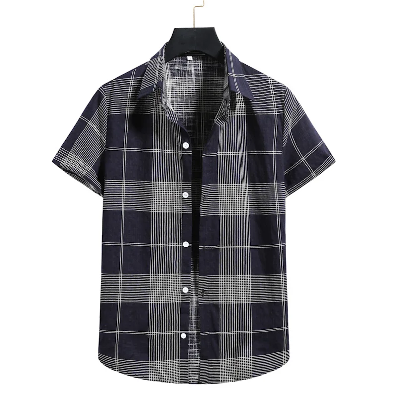 Plaid Shirt for Men Casual Short Sleeve Chemise Homme Male Shirts Summer Ethnic Hawaiian Blouse Button Turn Down Collar 
Plaid Shirt for Men Casual Short Sleeve Chemise Homme Male Shirts Summer Ethnic Hawaiian Blouse Button Turn Down Collar