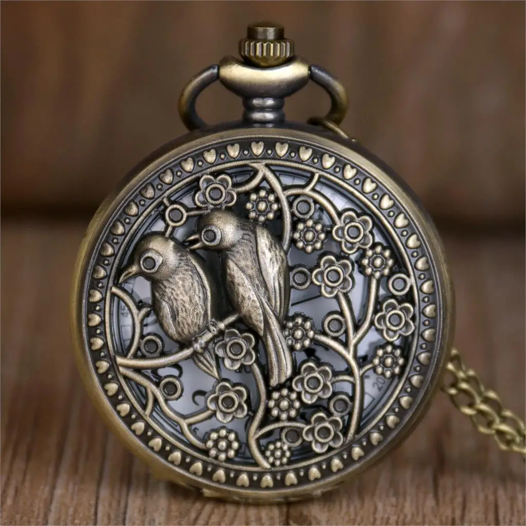 2019 Модные Винтажные кварцевые карманные часы птицы в стиле стимпанк с римскими