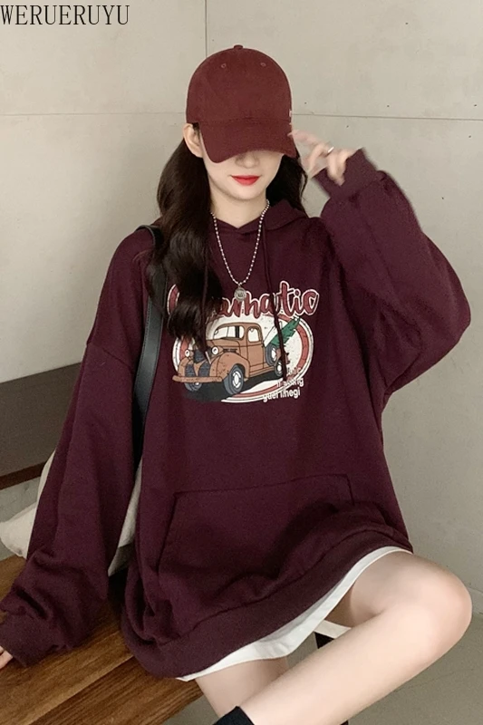 WERUERUYU Women Long Sleeve Hoodie Pullover Car Print Sweatshirt Sweater Casual Hooded Tops Wine Red Sweatshirt Fashion
WERUERUYU Women Long Sleeve Hoodie Pullover Car Print Sweatshirt Sweater Casual Hooded Tops Wine Red Sweatshirt Fashion