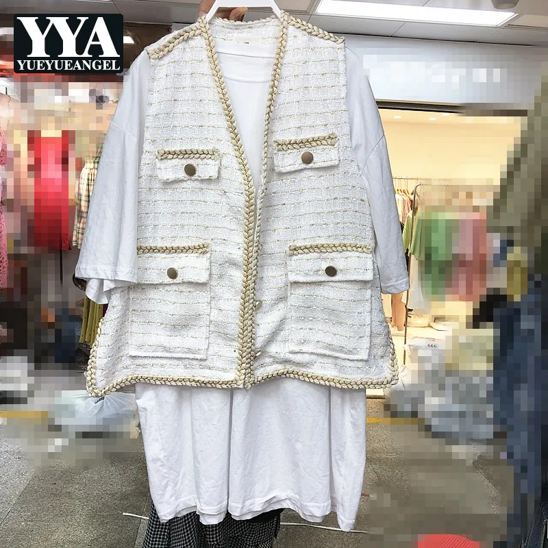 Designer V-Neck Tweed Sleeveless Jacket Women Summer 2021 Chic Pink Vest + Solid Color Loose Casual Dress Two Piece Set Female
Designer V-Neck Tweed Sleeveless Jacket Women Summer 2021 Chic Pink Vest + Solid Color Loose Casual Dress Two Piece Set Female