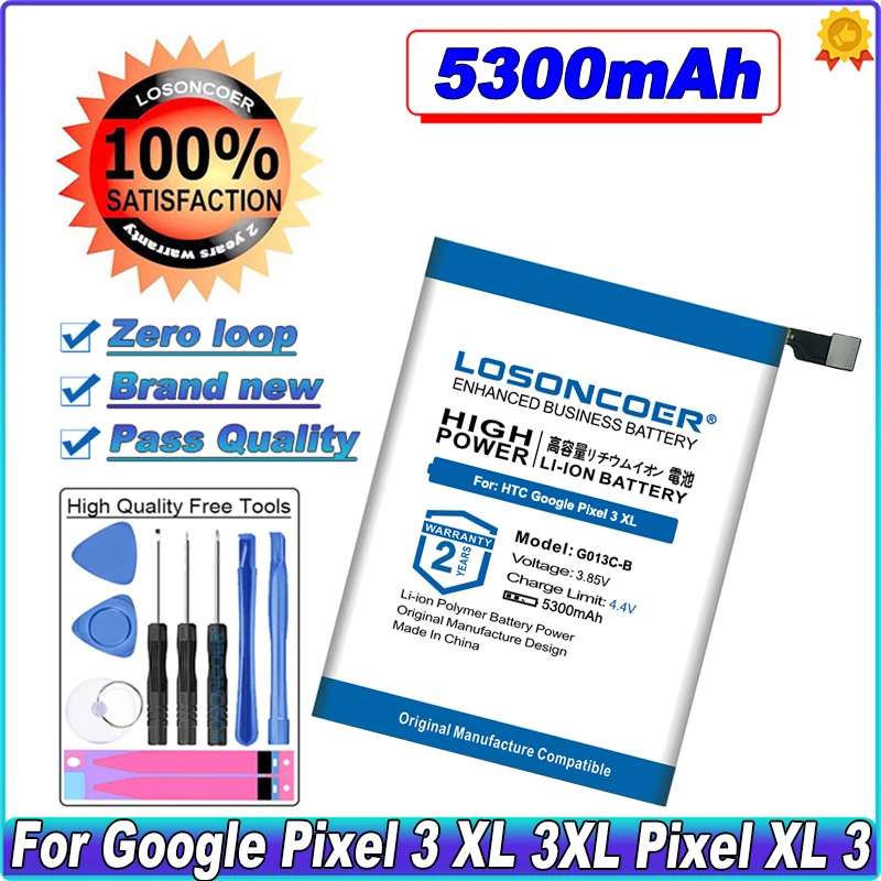 

LOSONCOER 5300mAh G013C-B Go13C-B C1 G013CB Phone Replacement Battery For HTC Google Pixel 3 XL 3XL Pixel XL 3 Batteries