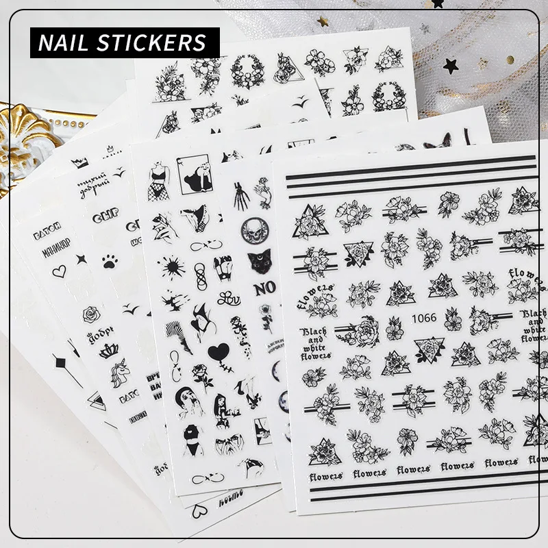 Black White 3D Nail Art Sticker Love Line Flower Japanese Style Design Slider Applique Striped Tape Nail Art Sticker Decoration
Black White 3D Nail Art Sticker Love Line Flower Japanese Style Design Slider Applique Striped Tape Nail Art Sticker Decoration