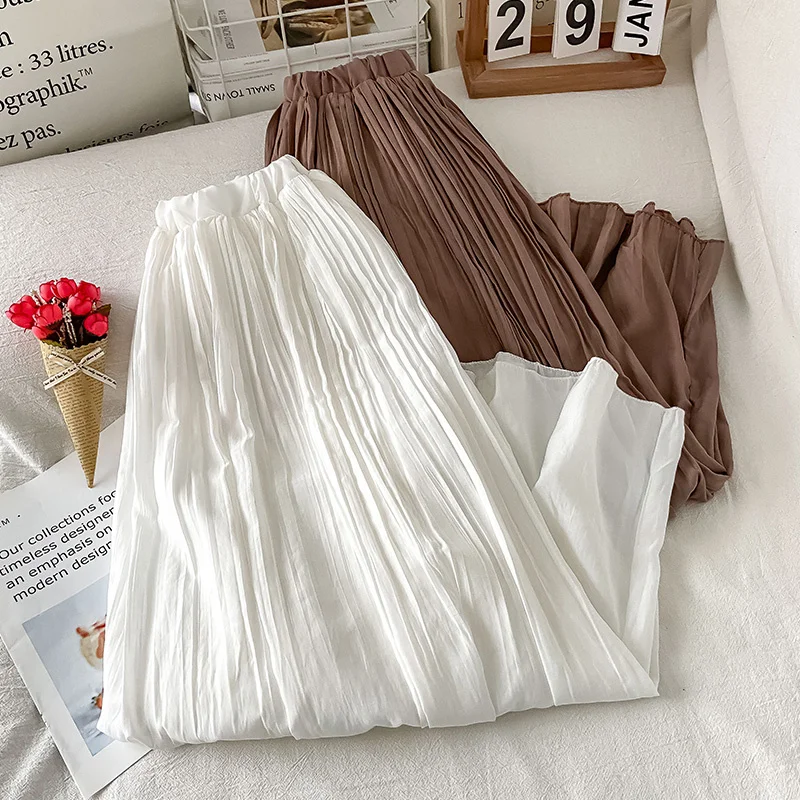 White Pleated Chiffon Temperament Skirt Summer Thin Small Cross-Covering Slimming Elastic High Waist A- line Midi Dress
White Pleated Chiffon Temperament Skirt Summer Thin Small Cross-Covering Slimming Elastic High Waist A- line Midi Dress