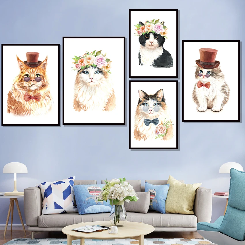 Cute Cat With Hat Kitty Wall Art Canvas Painting Nordic Posters And Prints Cartoon Wall Pictures For Living Room Decor
Cute Cat With Hat Kitty Wall Art Canvas Painting Nordic Posters And Prints Cartoon Wall Pictures For Living Room Decor