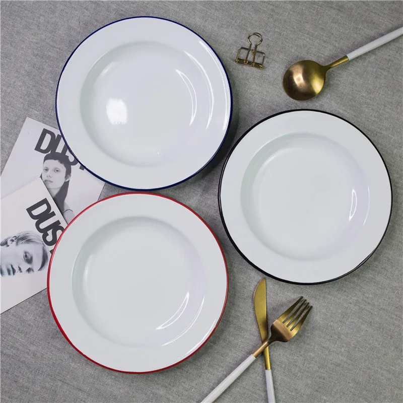 D 20 cm Japanese-style home breakfast plate enamel disc red blue black side thick breakfast tableware dish - 8'' inch
D 20 cm Japanese-style home breakfast plate enamel disc red blue black side thick breakfast tableware dish - 8'' inch