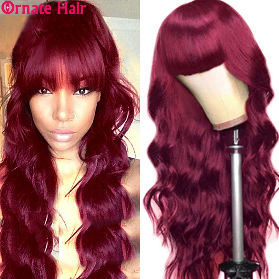 Ornate Body Wave Wig Colored Human Hair Wigs With Bangs Brazilian Hair Wigs for Black Women 8-26 Inch Remy Hair Full-Machine Wig
Ornate Body Wave Wig Colored Human Hair Wigs With Bangs Brazilian Hair Wigs for Black Women 8-26 Inch Remy Hair Full-Machine Wig
