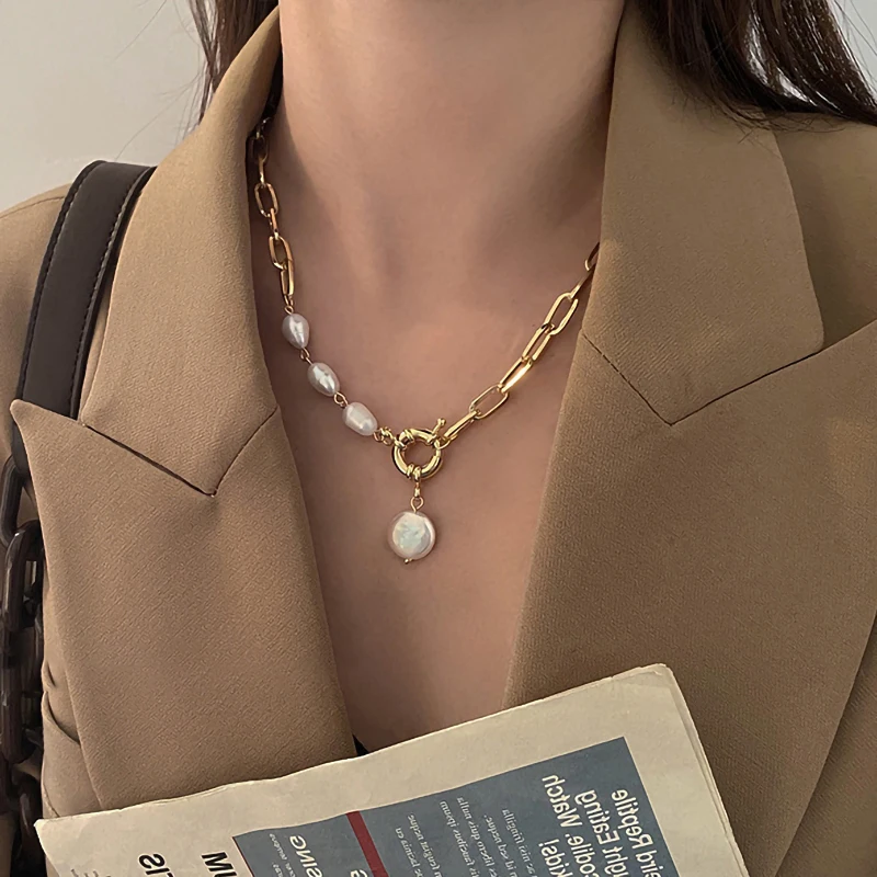 IngeSight.Z Women Irregular Imitation Pearl Baroque Pendant Necklaces Asymmetrical Gold Color Choker Necklaces Jewelry Collier
IngeSight.Z Women Irregular Imitation Pearl Baroque Pendant Necklaces Asymmetrical Gold Color Choker Necklaces Jewelry Collier