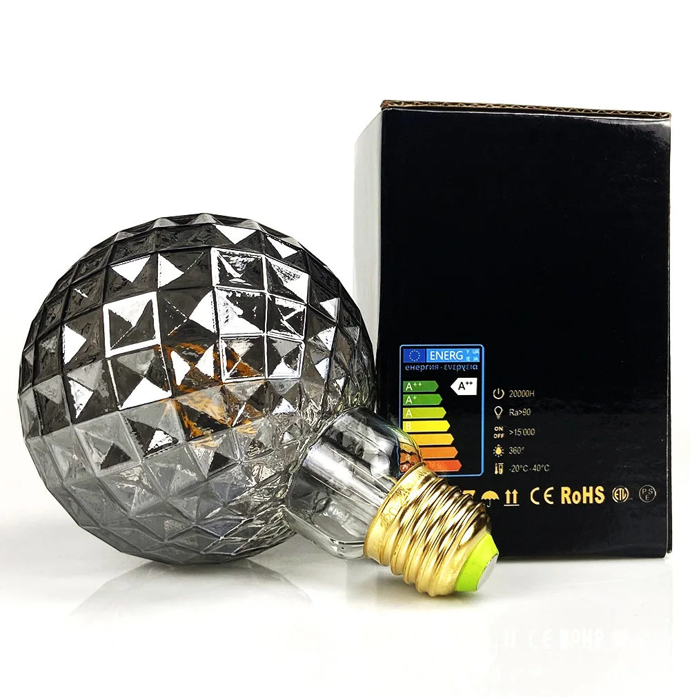 TIANFAN 4W LED Vintage Bulb G125 Crystal Globe Lamp Smoke Special Shape Bulbs Warm White 2500K Bar Decoration
TIANFAN 4W LED Vintage Bulb G125 Crystal Globe Lamp Smoke Special Shape Bulbs Warm White 2500K Bar Decoration
