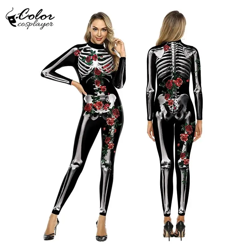 Color Cosplayer Halloween Skull Skeleton Print Purim Carnival Cosplay Costumes Funny Women Suit Sexy Catsuit Female
Color Cosplayer Halloween Skull Skeleton Print Purim Carnival Cosplay Costumes Funny Women Suit Sexy Catsuit Female