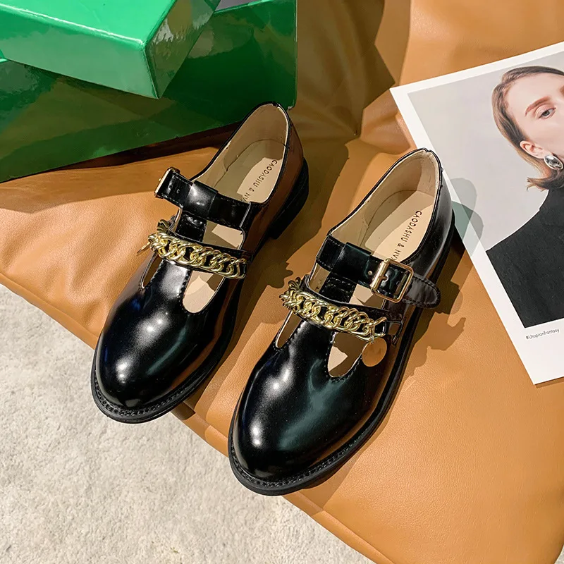 OIMG Women's Shoes New 2021 Popular Spring Retro Chain Low Heel Shoes Women's Black Leather Shoes Mary Jane Mary Jane Shoes
OIMG Women's Shoes New 2021 Popular Spring Retro Chain Low Heel Shoes Women's Black Leather Shoes Mary Jane Mary Jane Shoes