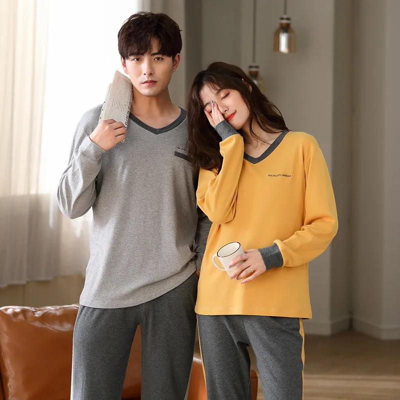 Couples Matching Pajamas Spring Autumn 2020Cotton Long Sleeve V Neck Can Be Worn Outside Home Clothes Women's Lovers Loungewear
Couples Matching Pajamas Spring Autumn 2020Cotton Long Sleeve V Neck Can Be Worn Outside Home Clothes Women's Lovers Loungewear