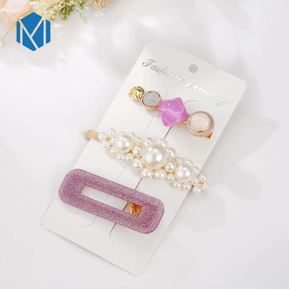 M MISM 2PCS INS Alloy Pearl Hair Clips Korean Gothic Crystal Barrettes BB Pins Hairpin for Women Girls Haarband Accessories | Аксессуары