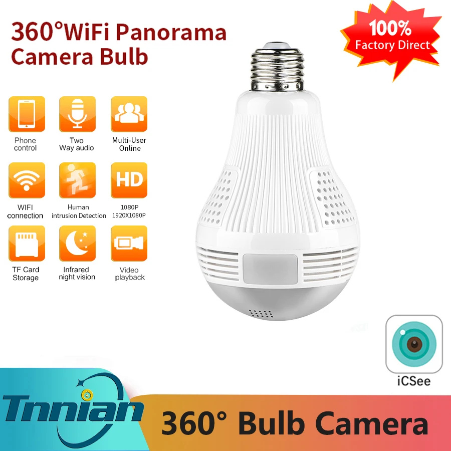 ICSEE HD 360 Panoramic Wifi 1080P IP Camera Light Bulb Home Security Video Camera Wireless CCTV Surveillance Fisheye Network
ICSEE HD 360 Panoramic Wifi 1080P IP Camera Light Bulb Home Security Video Camera Wireless CCTV Surveillance Fisheye Network