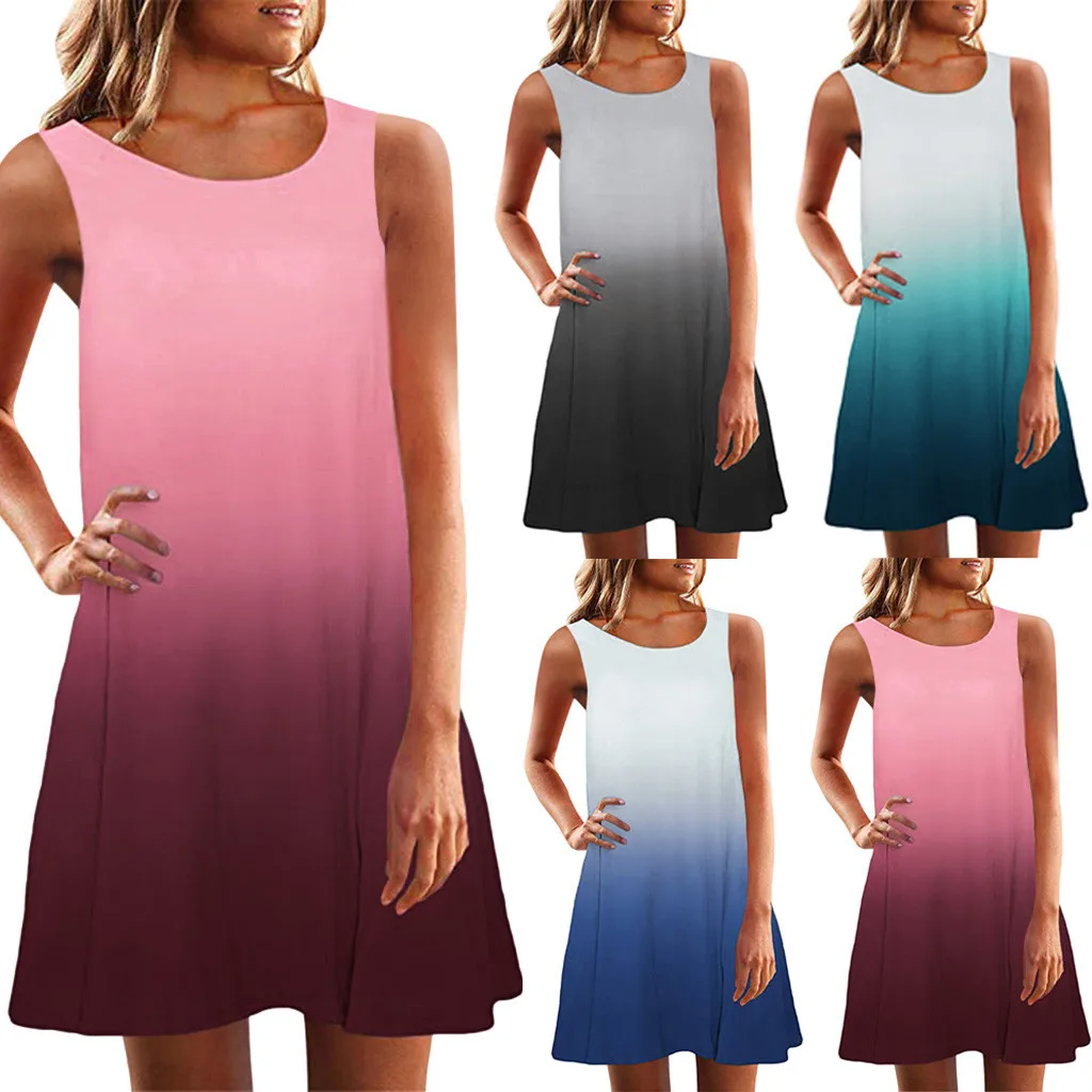 Женское Короткое платье без рукавов, с градиентным принтом
Женское Короткое платье без рукавов, с градиентным принтом