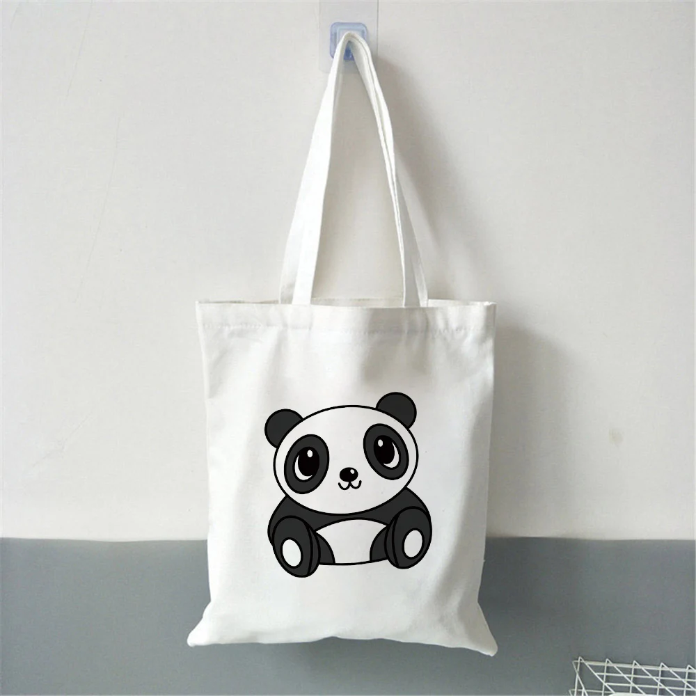 Холщовые сумки для покупок с животными и пандой, в стиле Харадзюку 
Холщовые сумки для покупок с животными и пандой, в стиле Харадзюку