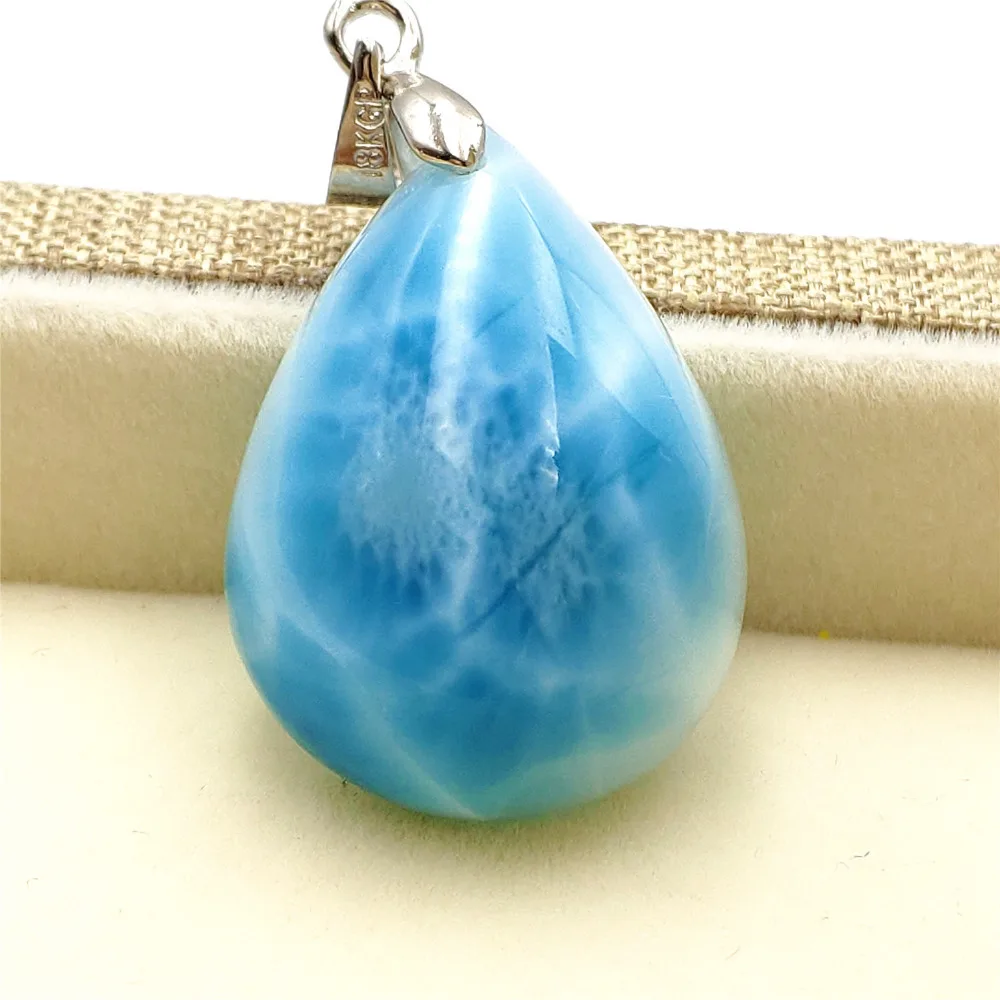 Ожерелье подвеска натуральный синий камень Ларимар 25х18х10 мм для женщин и мужчин