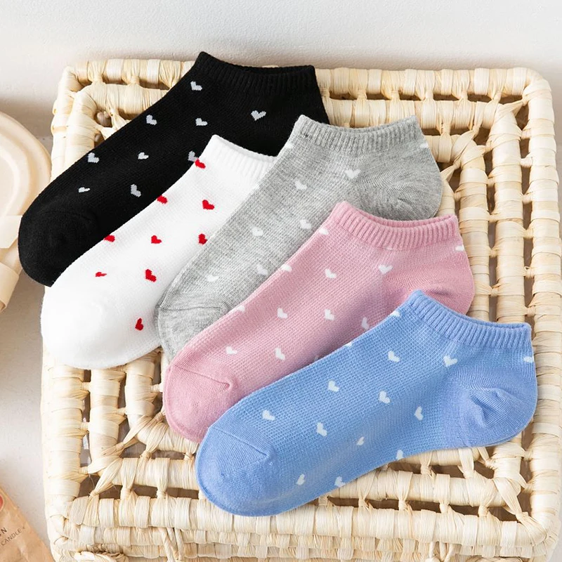 5 Pairs Pack Heart Socks Women Cute Pure Cotton Kawai Printed Soft Girl Ankle Sock Set Street Style Sokken Breathable Size 35-41
5 Pairs Pack Heart Socks Women Cute Pure Cotton Kawai Printed Soft Girl Ankle Sock Set Street Style Sokken Breathable Size 35-41