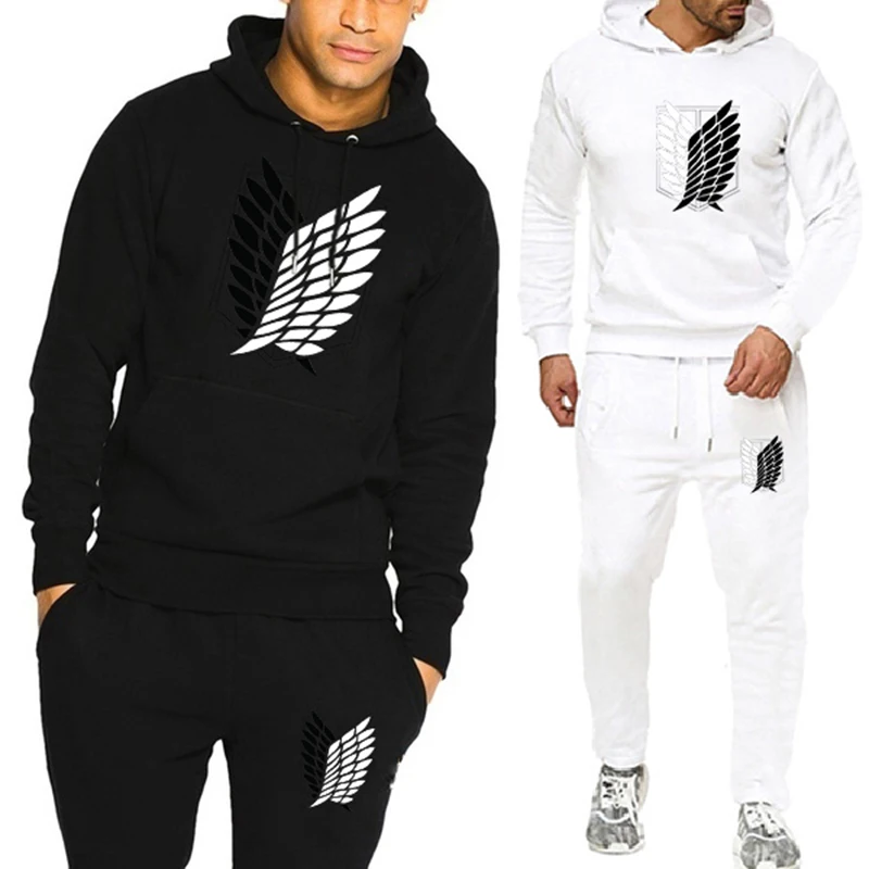 2020 Autumn Men Sets Solid Color Streetwear Long Sleeve Hooded Sweatshirts Pants Folds Casual attack on titan Tracksuit Suits
2020 Autumn Men Sets Solid Color Streetwear Long Sleeve Hooded Sweatshirts Pants Folds Casual attack on titan Tracksuit Suits