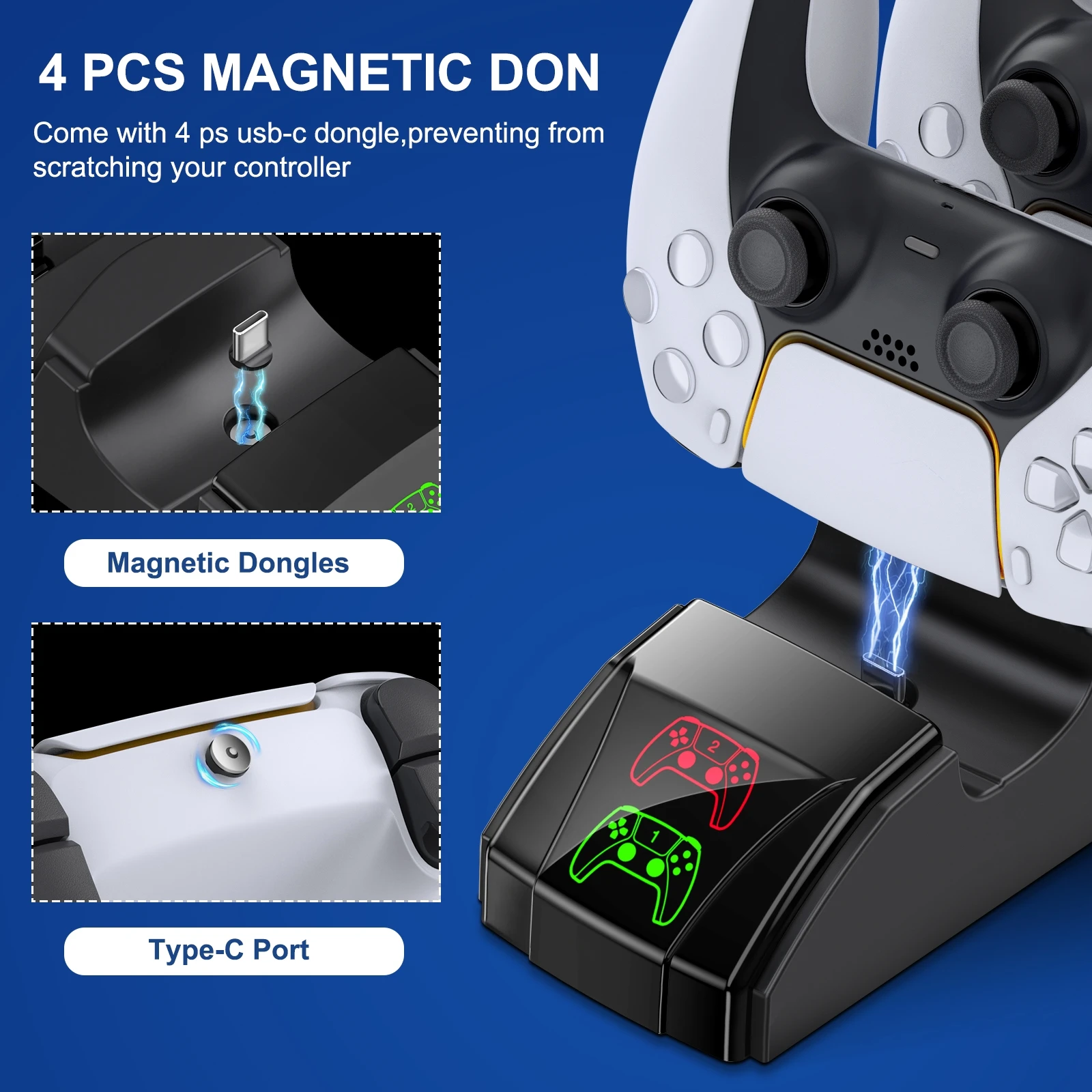Двойное быстрое зарядное устройство для PS5 беспроводной контроллер USB Type-C