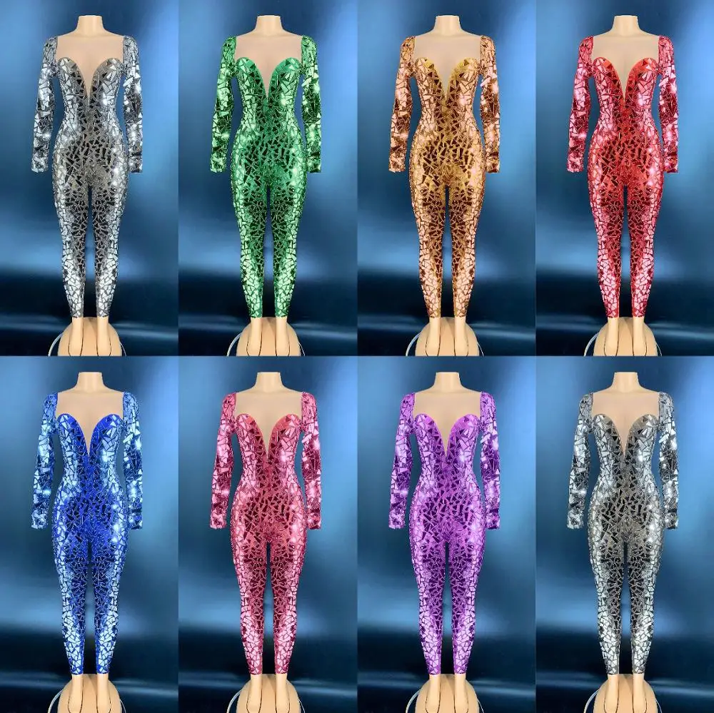 7 Colors Red Mirror Transparent Chest Jumpsuit Prom Party Birthday Celebrate Outfit Women Bar Singer Dancer Outfit
7 Colors Red Mirror Transparent Chest Jumpsuit Prom Party Birthday Celebrate Outfit Women Bar Singer Dancer Outfit
