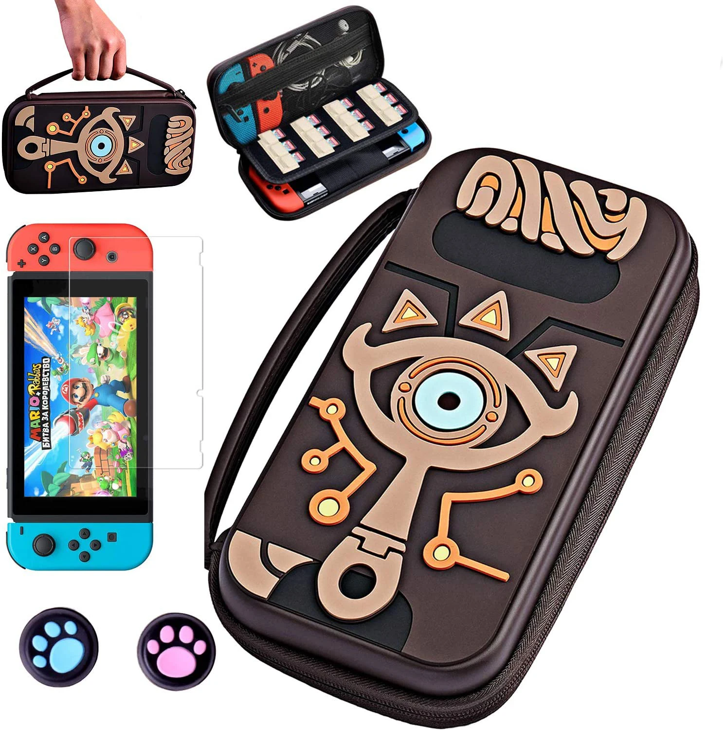 NS Portable Hard Shell Storage Carry Case Kit For Nintendo Switch Console Screen Glass Protector With Analog Thumb Grips Caps
NS Portable Hard Shell Storage Carry Case Kit For Nintendo Switch Console Screen Glass Protector With Analog Thumb Grips Caps