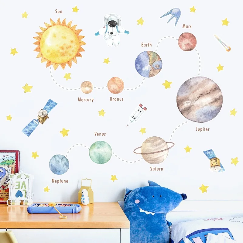 Cartoon Planets Wall Sticker for Kids Rooms Decoration Vinyl Decal Mural Nursery Decor Posters Child Bedroom Wallpaper
Cartoon Planets Wall Sticker for Kids Rooms Decoration Vinyl Decal Mural Nursery Decor Posters Child Bedroom Wallpaper