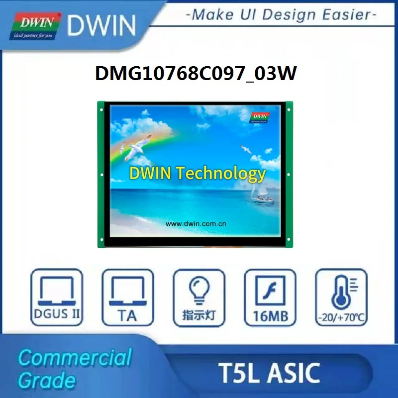 DWIN TFT LCD Module 9.7 inch 1024*768 resolution HMI UART Serial touch panel Smart LCD display DMG10768C097_03W 
DWIN TFT LCD Module 9.7 inch 1024*768 resolution HMI UART Serial touch panel Smart LCD display DMG10768C097_03W