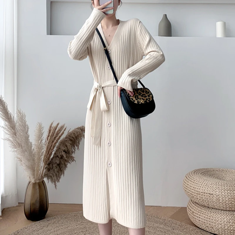 Temperament French Bottoming Knitted Womans Dress Autumn Knee Length Sweater Dress Brown Apricot Black
Temperament French Bottoming Knitted Womans Dress Autumn Knee Length Sweater Dress Brown Apricot Black