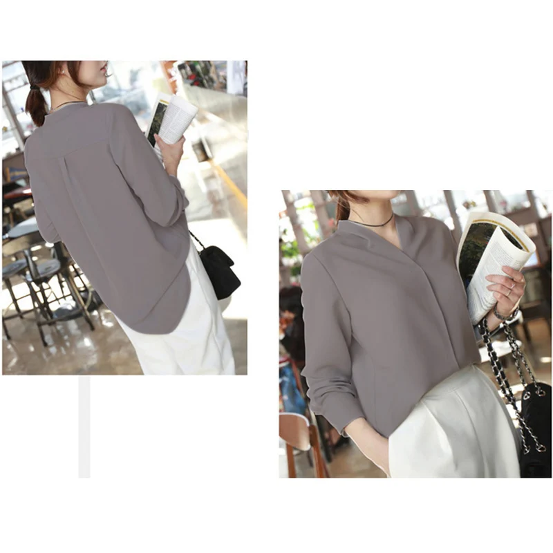 Pop Women Long Sleeve Solid Color Chiffon Shirt Office Lady Casual V-neck Blouse Pop 88 
Pop Women Long Sleeve Solid Color Chiffon Shirt Office Lady Casual V-neck Blouse Pop 88
