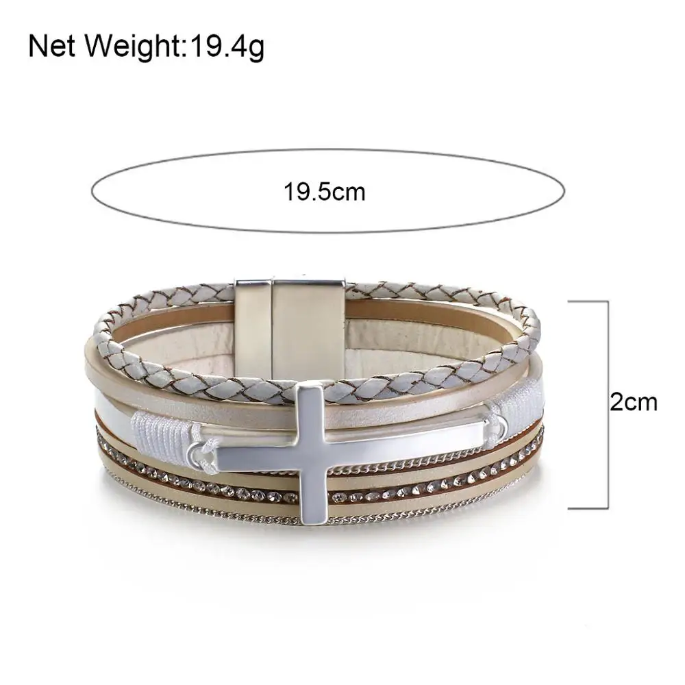 ALLYES Simple Cross Charm Leather for Women Multilayer Braided Bracelet with Crystal Unisex Religious Jewelry 
ALLYES Simple Cross Charm Leather for Women Multilayer Braided Bracelet with Crystal Unisex Religious Jewelry