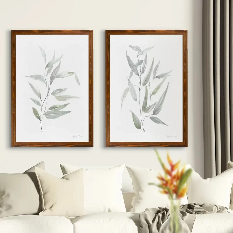 

Canvas Bamboo Leaves Pictures 2 Panel Home Decoration Sketch Paintings Poster HD Prints Wall Artwork Modular Living Room Framed