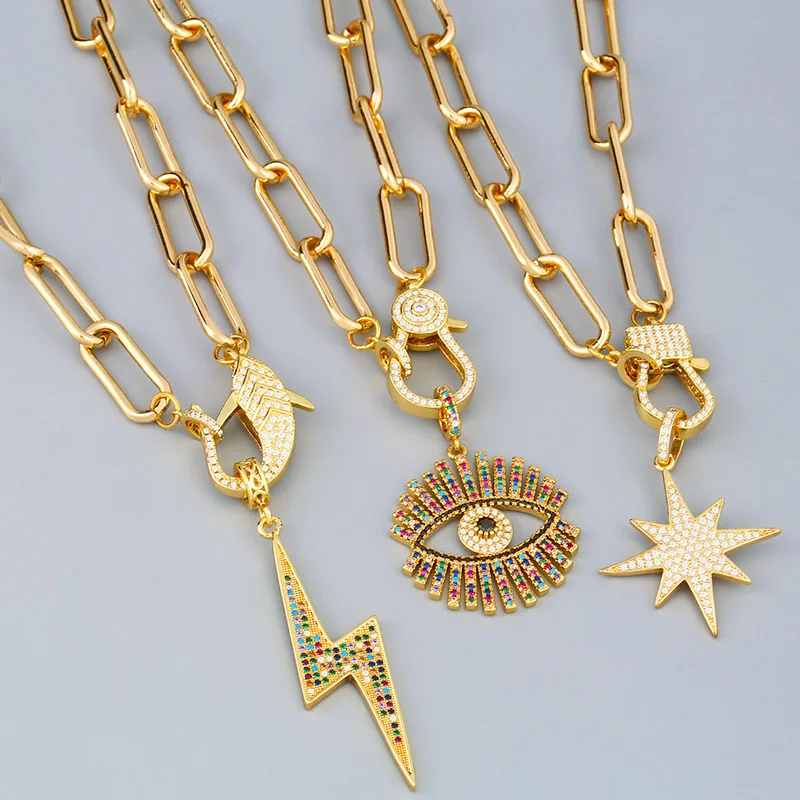 Gold Chain Evil Eye Necklace For Women Crystal Horn Lightning Heart Big Pendant Necklace CZ DIY Fashion Jewelry Gifts nkeq81
Gold Chain Evil Eye Necklace For Women Crystal Horn Lightning Heart Big Pendant Necklace CZ DIY Fashion Jewelry Gifts nkeq81