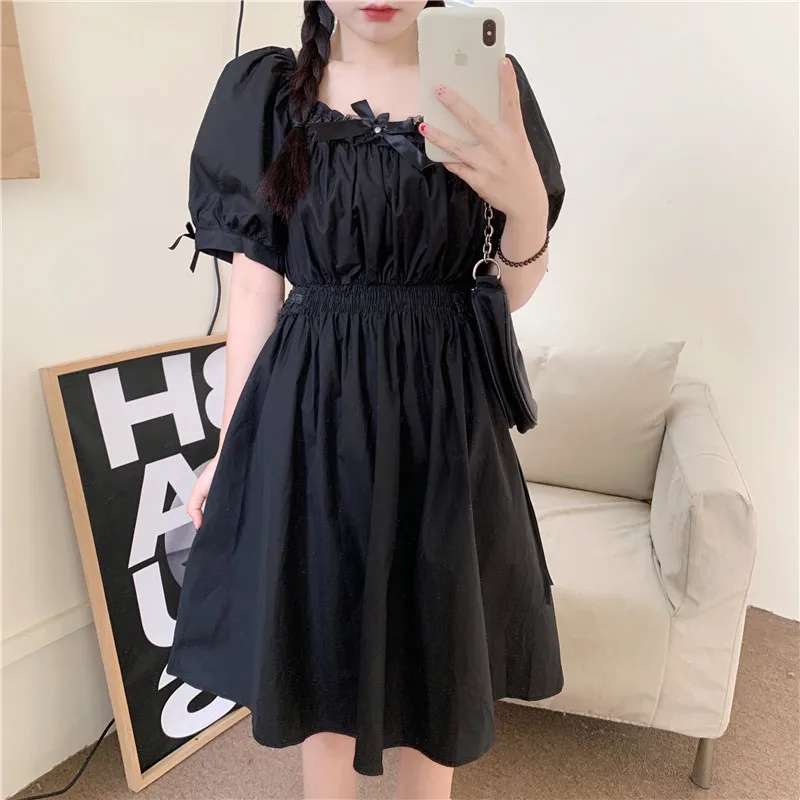 Kawaii White Black Dress Chic Korean Summer Women Mid-Length Dresses Lace-Up Slim High Waist Elegant A-Line Vestidos Femme 2021
Kawaii White Black Dress Chic Korean Summer Women Mid-Length Dresses Lace-Up Slim High Waist Elegant A-Line Vestidos Femme 2021
