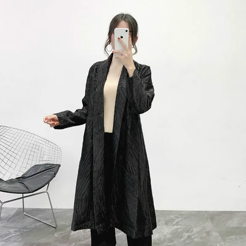 Winter Coat Women Plus Size 2019 Solid Color Elastic Miyake Pleated Long Sleeved Loose Belted Double Layered Thick Trench Coats
Winter Coat Women Plus Size 2019 Solid Color Elastic Miyake Pleated Long Sleeved Loose Belted Double Layered Thick Trench Coats