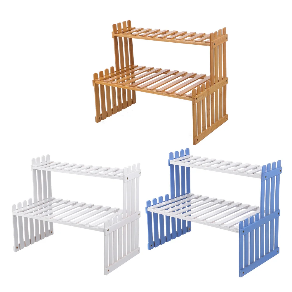 3 Sets of Desktop Flowerpot Racks Home Mini Storage Rack Wooden Bonsai Holders