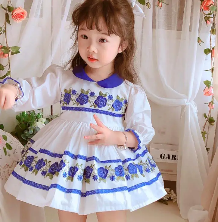 Baby girl vintage Blue enchantress embroidered princess dress kids peter pan collar stitching ball gown dress
Baby girl vintage Blue enchantress embroidered princess dress kids peter pan collar stitching ball gown dress