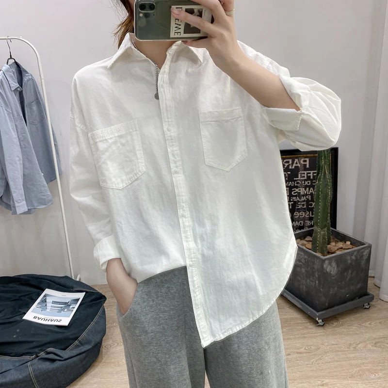 Foreign Trade Brand Counter Withdraw South Korea Dongdaemun Cotton Long-Sleeved Shirt Loose Casual White Shirt Thin Coat
Foreign Trade Brand Counter Withdraw South Korea Dongdaemun Cotton Long-Sleeved Shirt Loose Casual White Shirt Thin Coat
