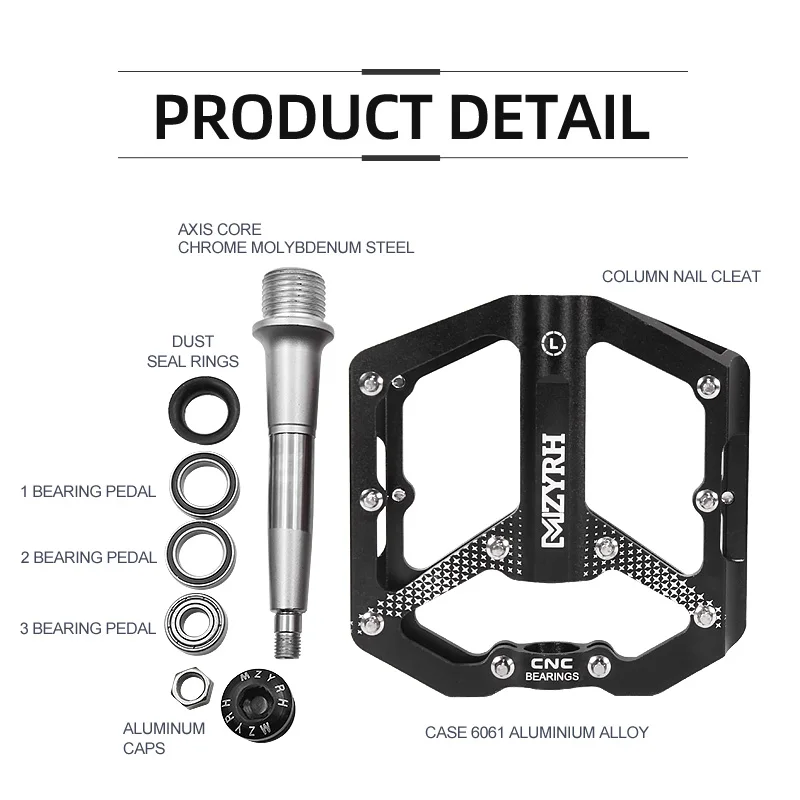 Велосипедная педаль MZYRH 3 подшипника Нескользящие для горных велосипедов