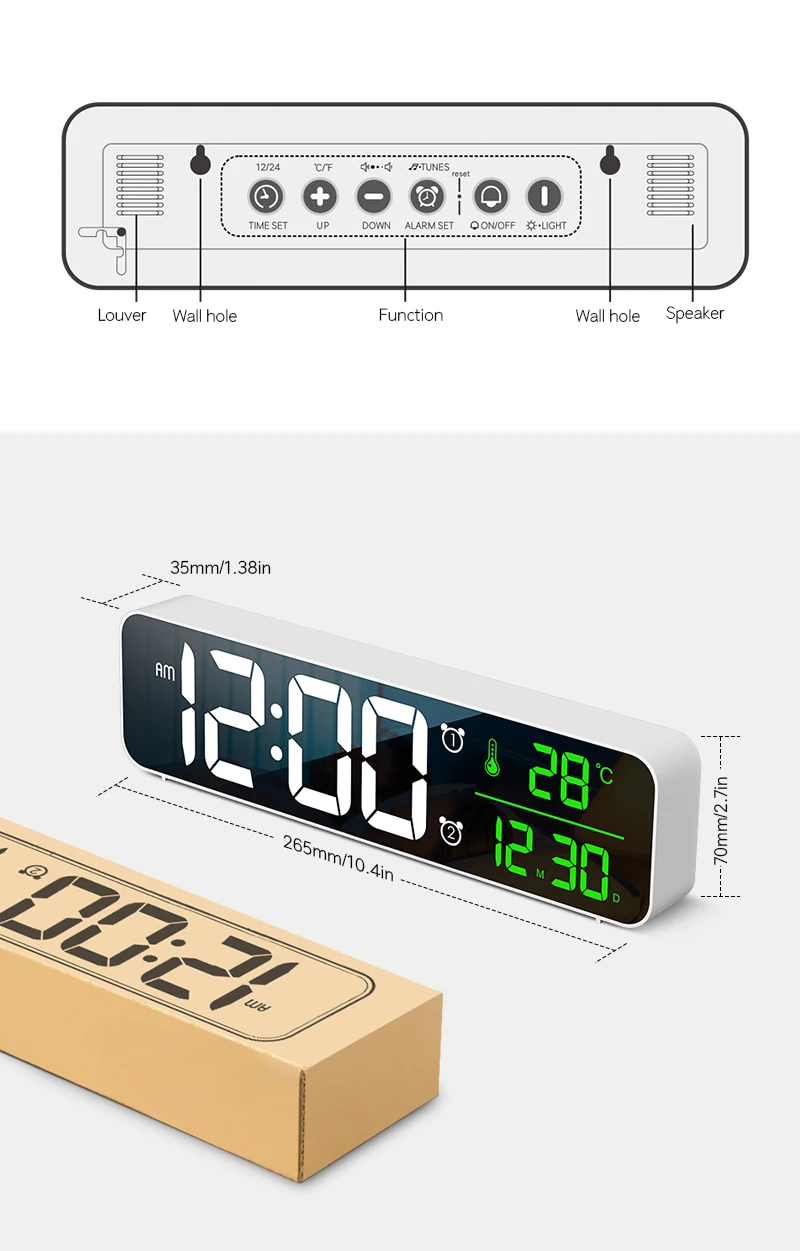 Music LED Digital Alarm Clock Temperature Date Display Desktop Mirror Clocks Home Table Decor Electronic Clock For Bedrooms
Music LED Digital Alarm Clock Temperature Date Display Desktop Mirror Clocks Home Table Decor Electronic Clock For Bedrooms