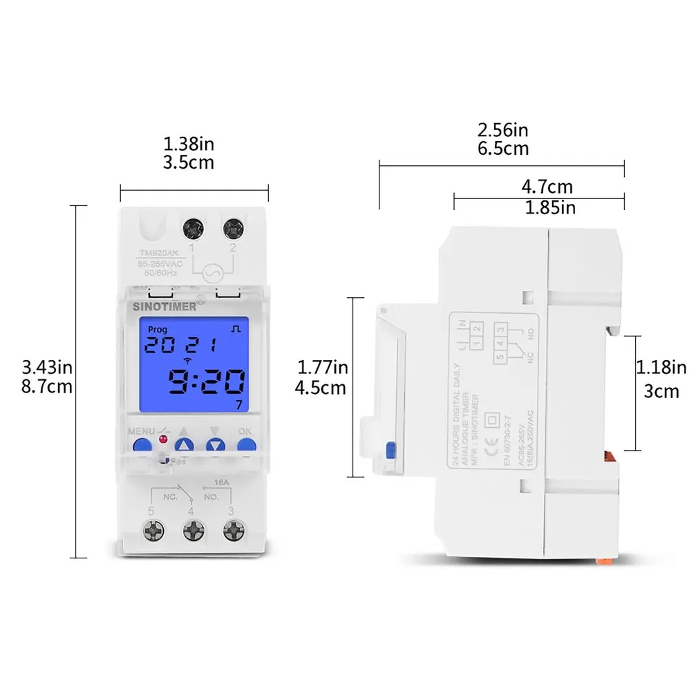 TM920AKL 85-265V 16A Programmable Time Switch 3-in-1 Device Body Calendar With Pulse And Countdown Functions
TM920AKL 85-265V 16A Programmable Time Switch 3-in-1 Device Body Calendar With Pulse And Countdown Functions